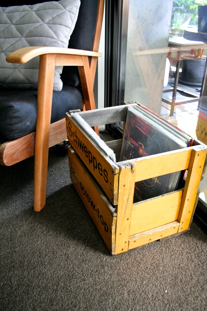 Vintage Schweppes Crate & records